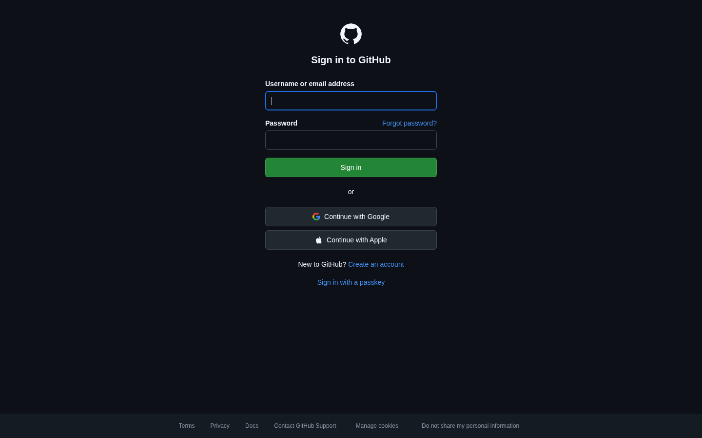 The GitHub sign-in page